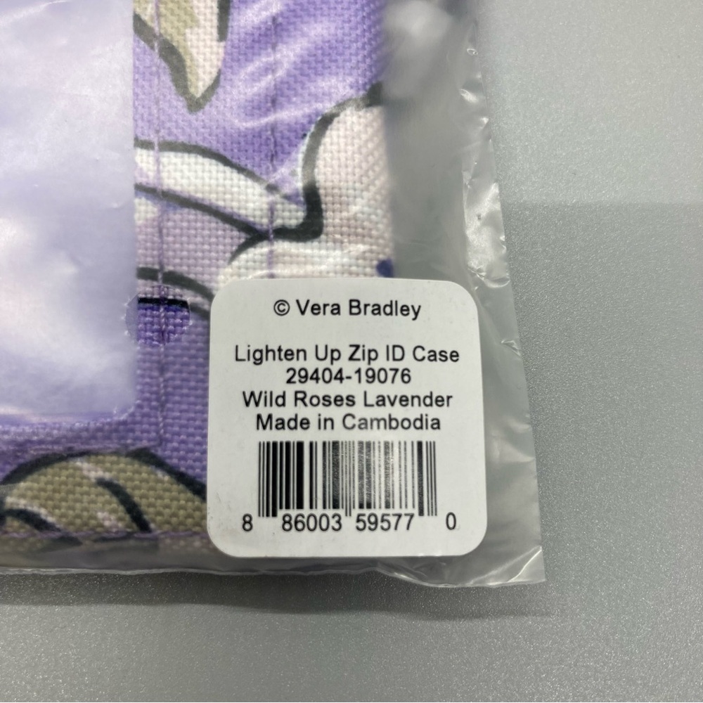 SOLD - Vera Bradley NWT Lighten Up Zip ID case - Pattern: Wild arises Lavender - Picture 6 of 6